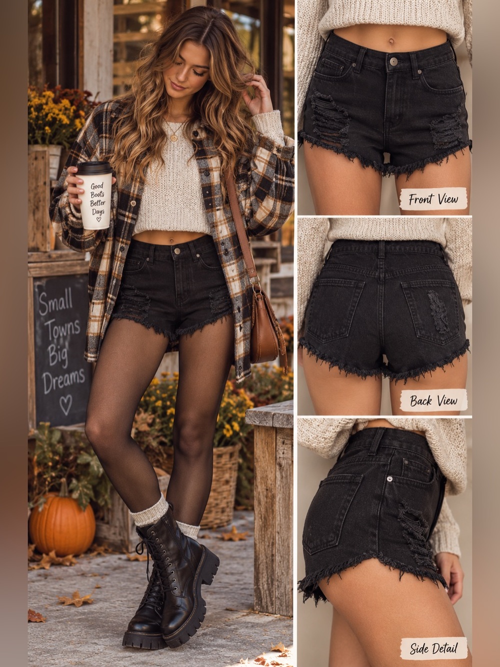 MELVILLE Black Distressed Jean Shorts EUC
